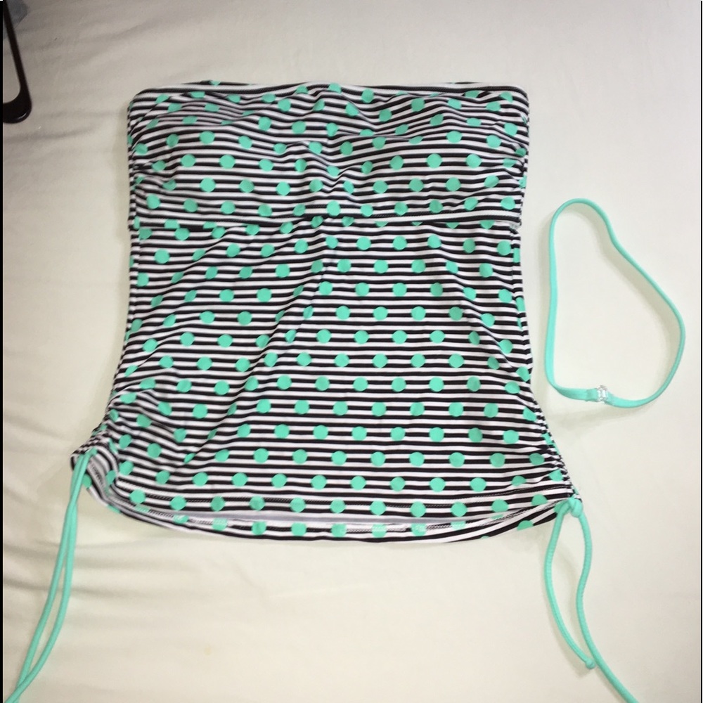 Black and White Stripe Mint Green Poka Dot Tankini